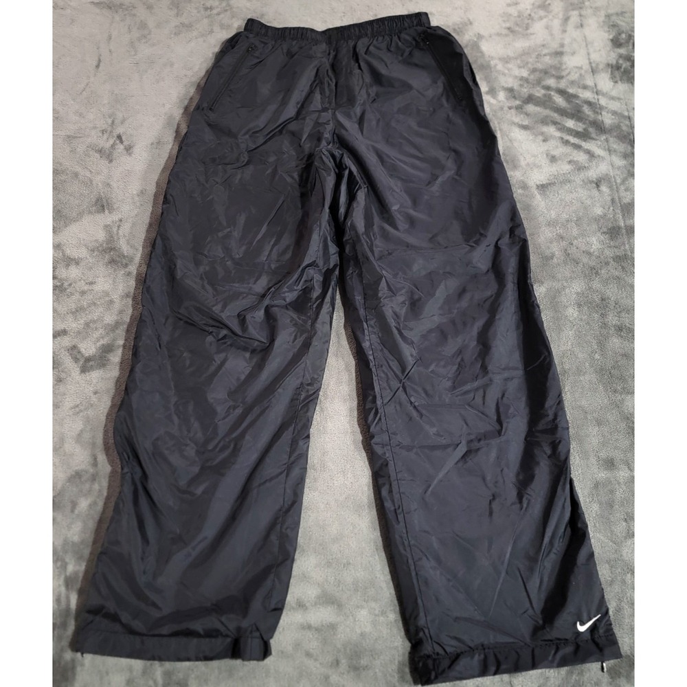 Vintage Nike Track Pants Women Large Black 31" Lined Ankle Zip Windbreaker Y2K